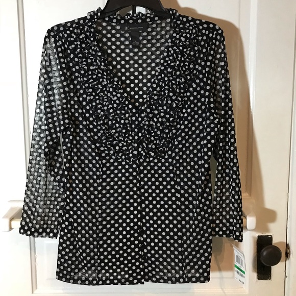 black and white polka dot blouse plus size